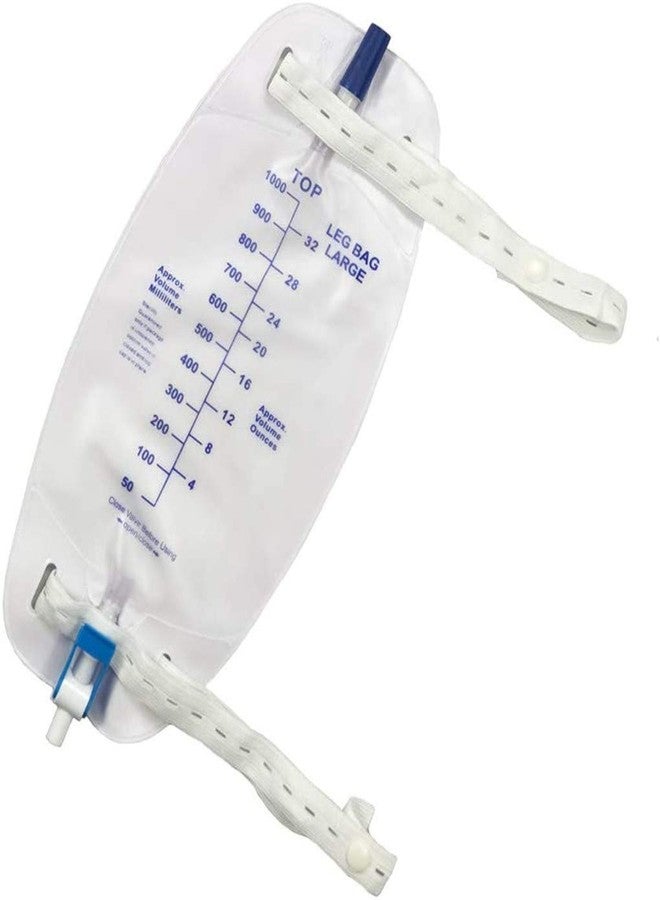 lifevv 3 Pack Easy-Tap Leg Bag Urinary Drainage Bag, 32 Oz with 3 18” Tubing, Anti-Reflux Valve, Cloth Straps Easy Flip Drain - Image 2